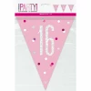 Glitz Pink & Silver Prismatic Plastic Flag Banner 16 - 9 Feet
