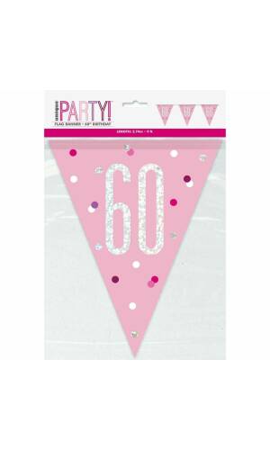 Glitz Pink & Silver Prismatic Plastic Flag Banner 60 - 9 Feet