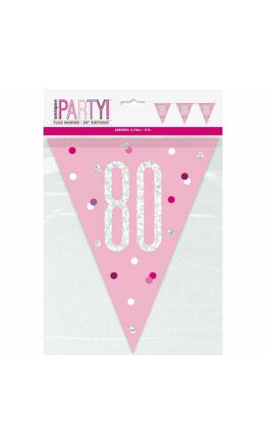 Glitz Pink & Silver Prismatic Plastic Flag Banner 80 - 9 Feet