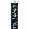 Glitz Black & Silver Foil Banner Happy 70th Birthday - 9 Feet