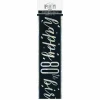 Glitz Black & Silver Foil Banner Happy 80th Birthday - 9 Feet