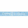Glitz Blue & Silver Foil Banner Happy 60th Birthday - 9 Feet