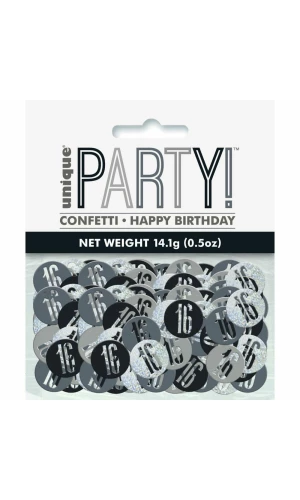 Birthday Black Glitz Number 16 Confetti - .5oz