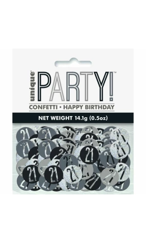 Birthday Black Glitz Number 21 Confetti - .5oz