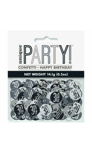 Birthday Black Glitz Number 30 Confetti - .5oz