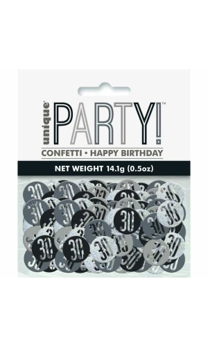 Birthday Black Glitz Number 30 Confetti - .5oz