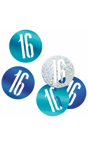Birthday Blue Glitz Number 16 Confetti - .5oz