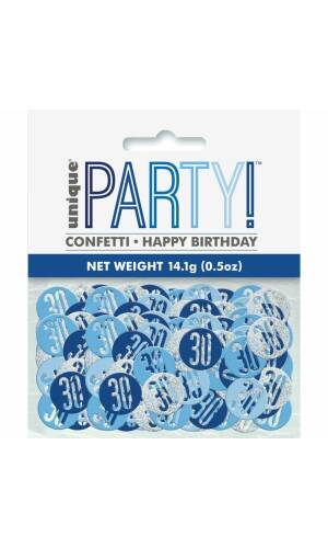 Birthday Blue Glitz Number 30 Confetti - .5oz