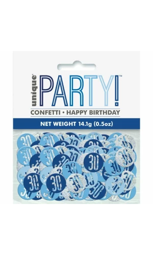 Birthday Blue Glitz Number 30 Confetti - .5oz