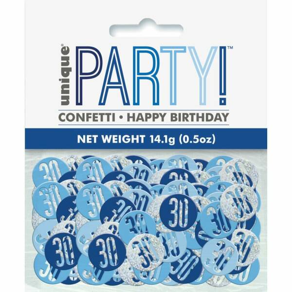 Birthday Blue Glitz Number 30 Confetti - .5oz