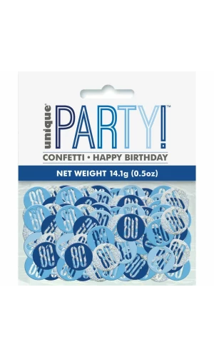 Birthday Blue Glitz Number 80 Confetti - .5oz