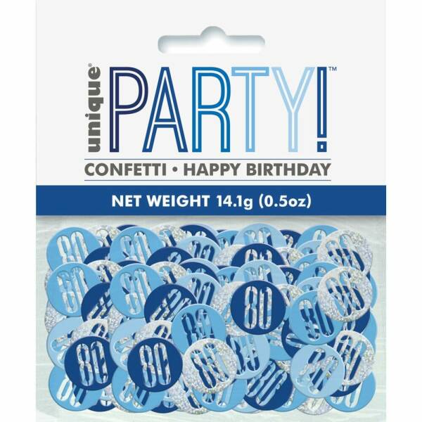 Birthday Blue Glitz Number 80 Confetti - .5oz