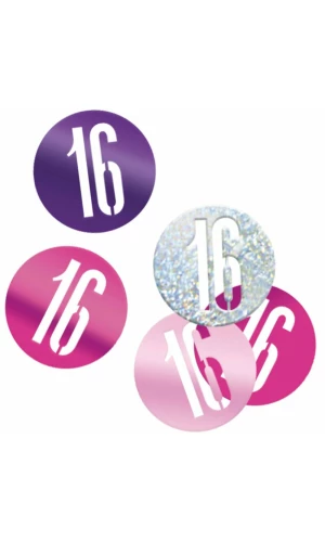 Birthday Pink Glitz Number 16 Confetti - .5oz