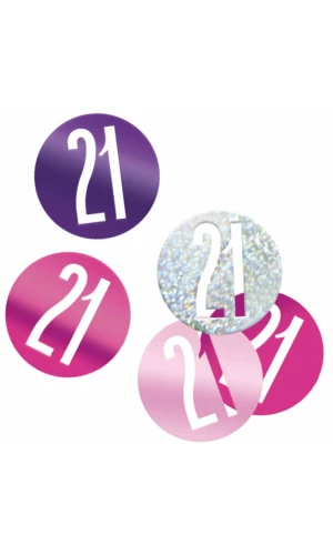 Birthday Pink Glitz Number 21 Confetti - .5oz