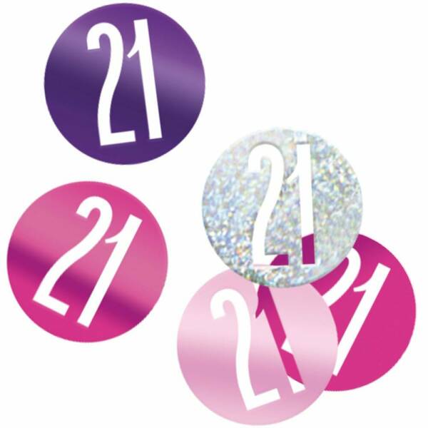 Birthday Pink Glitz Number 21 Confetti - .5oz