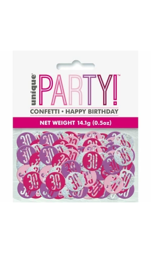 Birthday Pink Glitz Number 30 Confetti - .5oz