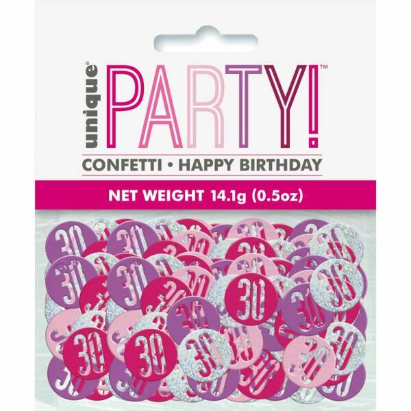 Birthday Pink Glitz Number 30 Confetti - .5oz