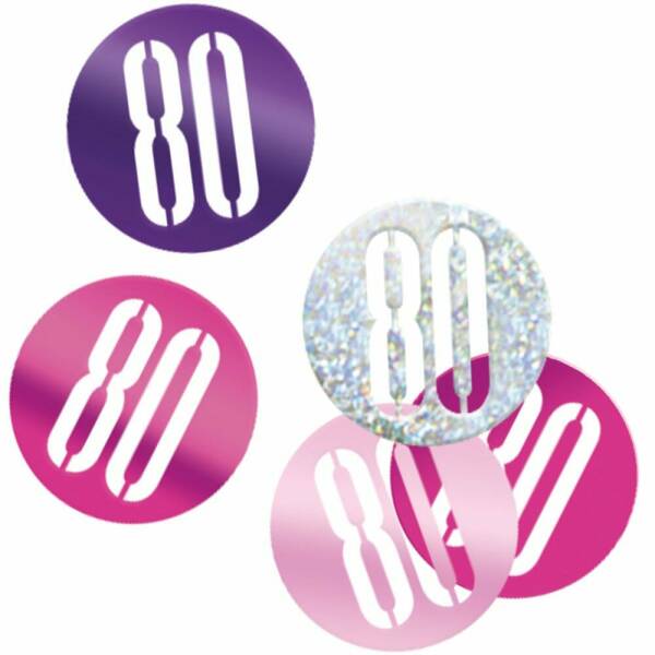 Birthday Pink Glitz Number 80 Confetti - .5oz