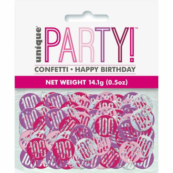 Birthday Pink Glitz Number 100 Confetti - .5oz