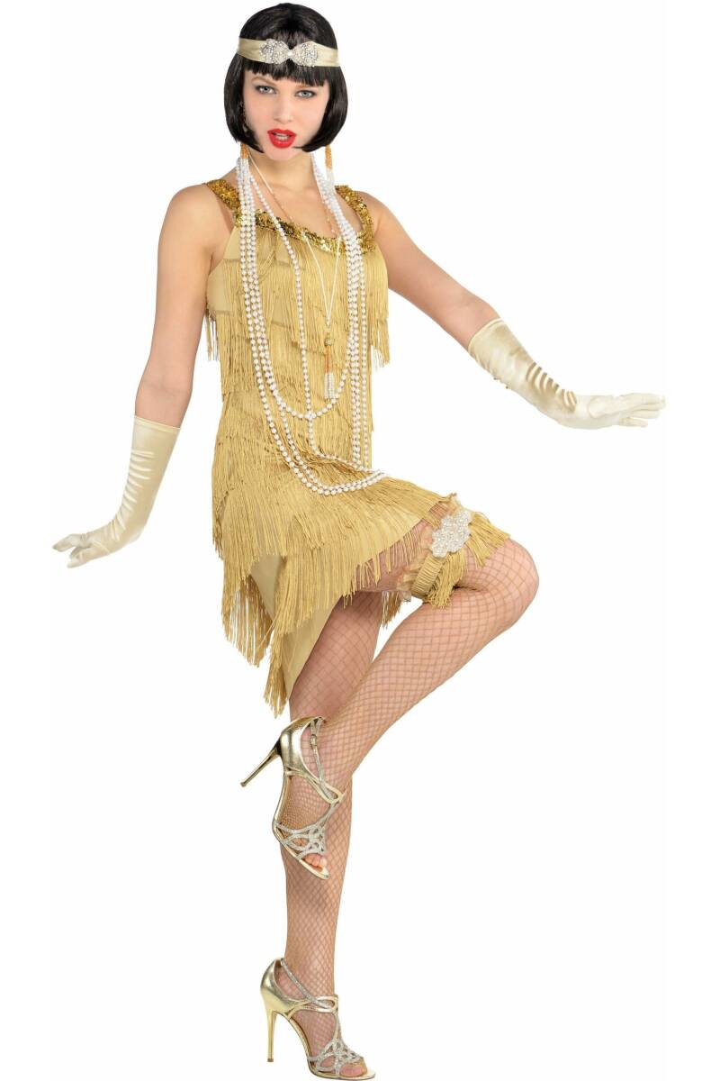 Champagne Flapper Dress - Adult Size Medium / Large