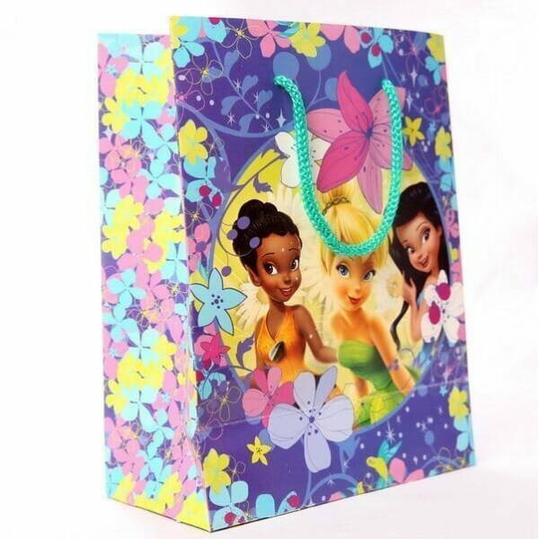 Tinkerbell & Fairies Purple Paper Gift Bags - 18cm x 24cm