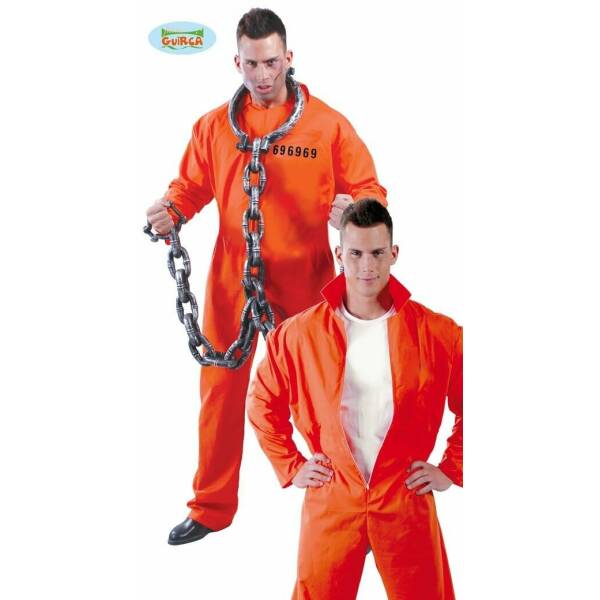 Orange Convict Prisoner Man Costume - Adult Size Medium