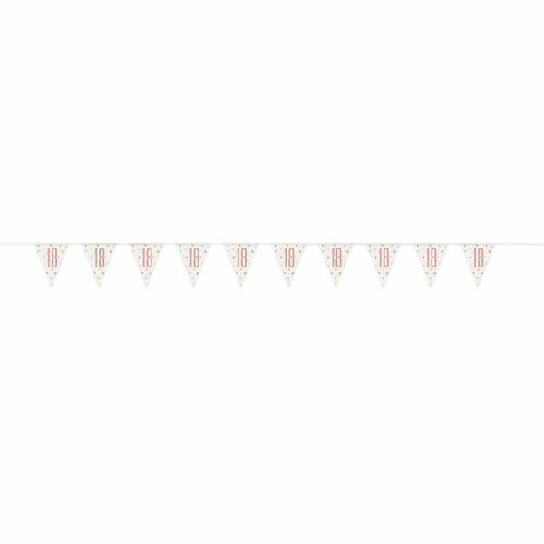 Birthday Rose Gold Glitz Number 18 Prism Pennant Banner - 9 ft