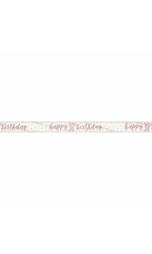 Glitz Rose Gold Foil Banner Happy 30th Birthday - 9 Feet