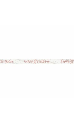 Glitz Rose Gold Foil Banner Happy 30th Birthday - 9 Feet