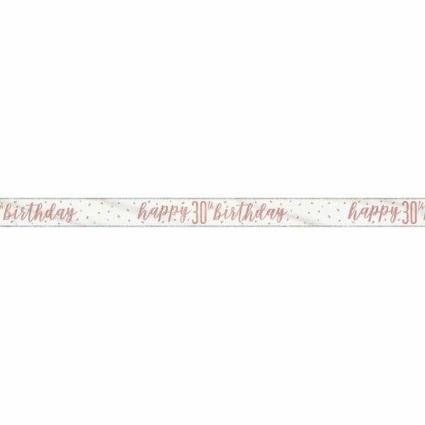 Glitz Rose Gold Foil Banner Happy 30th Birthday - 9 Feet