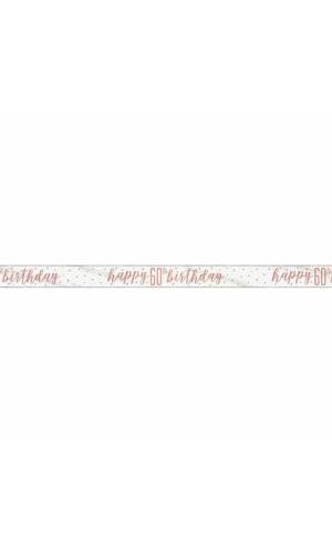 Glitz Rose Gold Foil Banner Happy 60th Birthday - 9 Feet