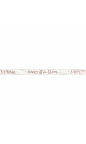 Glitz Rose Gold Foil Banner Happy 70th Birthday - 9 Feet