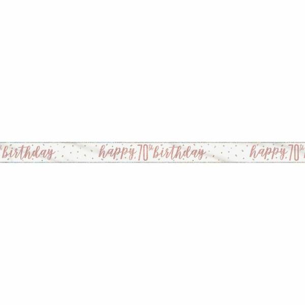 Glitz Rose Gold Foil Banner Happy 70th Birthday - 9 Feet