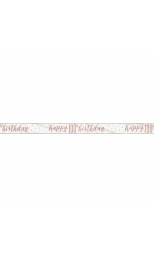 Birthday Rose Gold Glitz Number 100 Prism Banner - 9 ft