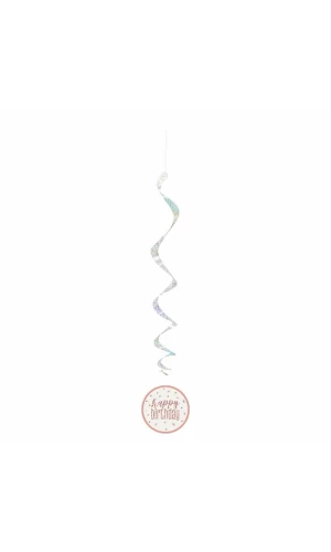 Glitz Rose Gold Hanging Swirls 32 Inch L Happy Birthday - 6pk