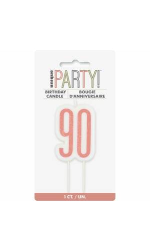Glitz Rose Gold Numeral Birthday Candle 90