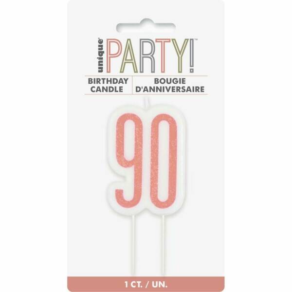 Glitz Rose Gold Numeral Birthday Candle 90