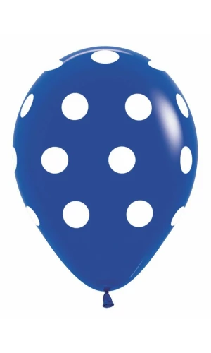 Fashion Solid - Royal Blue with White Polka Dots 12" Balloon
