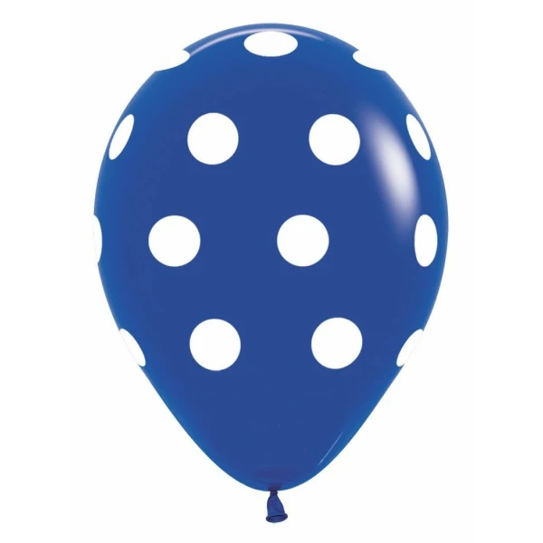 Fashion Solid - Royal Blue with White Polka Dots 12" Balloon