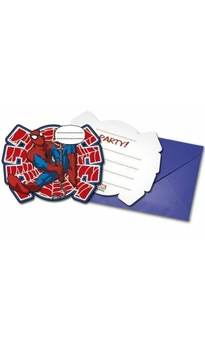 Ultimate Spiderman Power Die-cut Invitations & Envelopes - 6pk