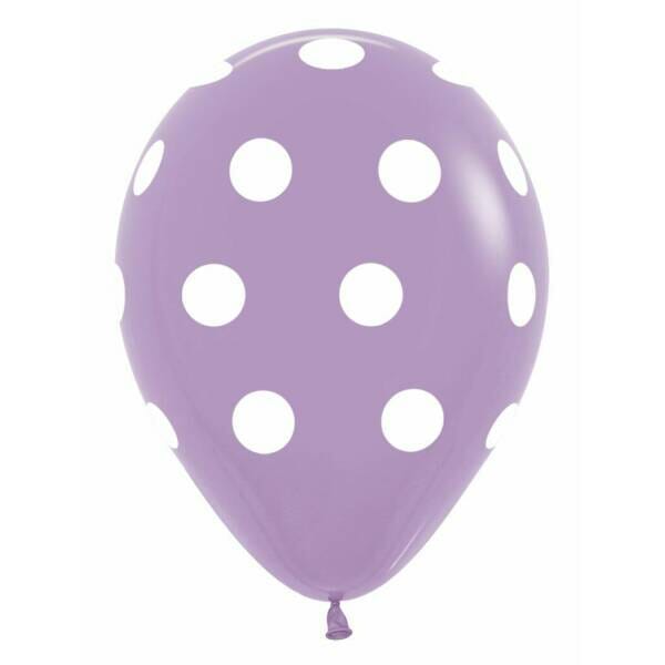 Fashion Solid - Lilac with White Polka Dots 12" Balloon