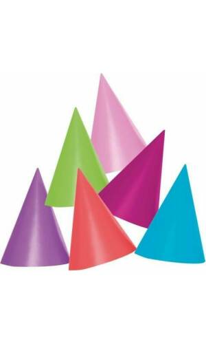 Party Essentials Unicolour Hats (assorted colours) - 6pk