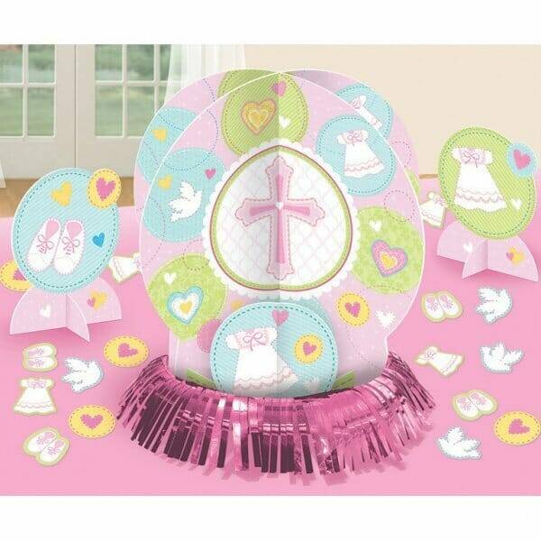 Christening Pink Table Decorating Kit - 3pk