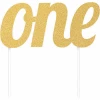 ONE Gold Glitter Cake Topper Decoration - 14x15cm