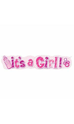 It's A Girl Girl Baby Bottle Giant Jointed Banner - 4.5 ft
