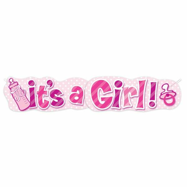 It's A Girl Girl Baby Bottle Giant Jointed Banner - 4.5 ft