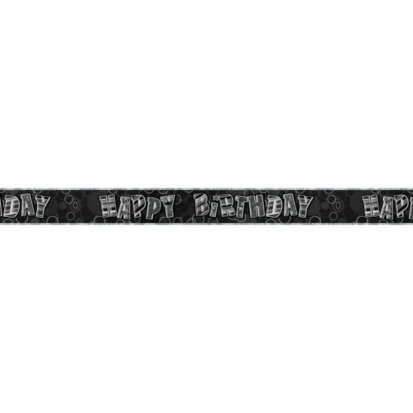 Birthday Black Glitz Happy Birthday Prism Banner - 9 ft