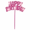 Pink Happy Birthday Flashing Pick Decoration