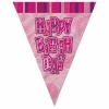 Birthday Pink Glitz Happy Birthday Flag Banner - 9 Ft