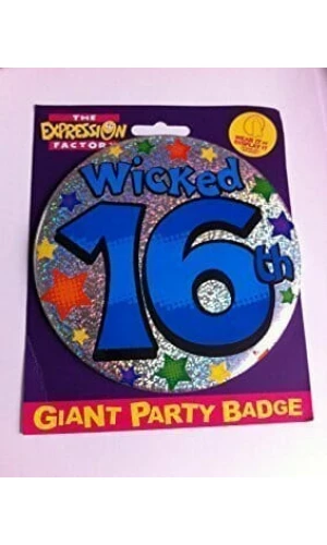 Jumbo Badge - Wicked 16th Holographic (TEF) Blue - 15cm